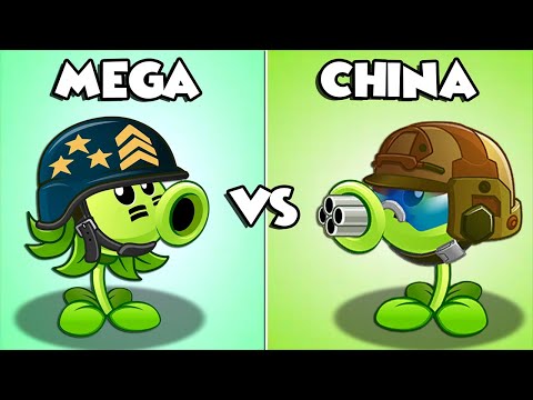 Plants vs Zombies 2 MEGA GATLING PEA vs CHINA GATLING PEA