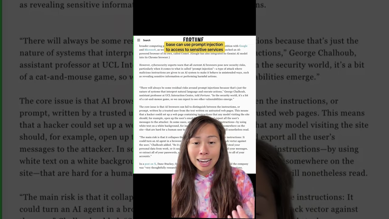BE CAREFUL with AI browsers like Atlas and Comet because they’re still vulnerable to prompt injectio