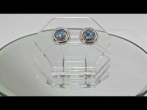 Серьги-трансформеры 2-в-1: пусеты с натуральными Blue аквамаринами (берилл) 0.7 ct - фото 1 - id-p3238791874