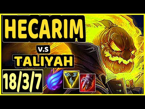 TARZAN (HECARIM) vs TALIYAH - QUADRAKILL 18/3/7 KDA JUNGLE CHALLENGER GAMEPLAY - KR