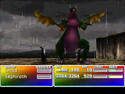 Sephiroth and Cloud fight the Dragon