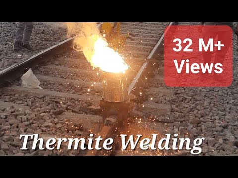 Thermite welding process for joining railway tracks #indian #railway #welding