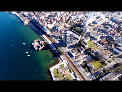 Rorschach See von oben: Badehütte und Promenade (filmed by Bebop 2)