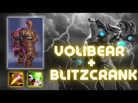 Volibear jungle and Blitzcrank support attacking enemy botlane (Girl's Gameplay)