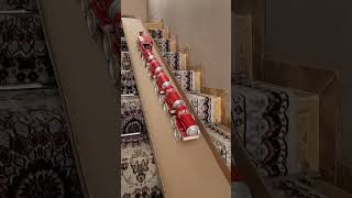 DIY Soda Can Train Drives Down Cardboard Tracks And Crashes #shorts