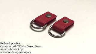 Kožená poutka červená "LAHTON" s Dkroužkem na šroubovací nýt