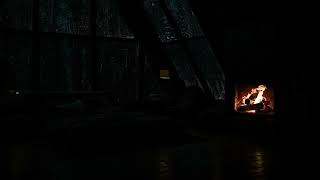 Rainy Night at the Attic Cabin🪟😴Fireplace,Heavy Rain Sounds& Thunder for Sleep & Relaxation | No Ads