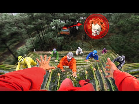 8 Spider-Man Meet CLOWN Serbian Dancing in Abandoned MANSION Area ( Run To Live POV )