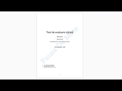 Test evaluare initiala clasa a XI-a - Tehnologic - Model Pauza de Mate