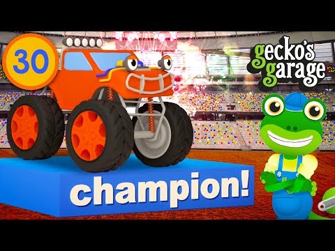Monster Truck Backflips! | Gecko's Garage | Educational Videos For Children | Trucks For Kids