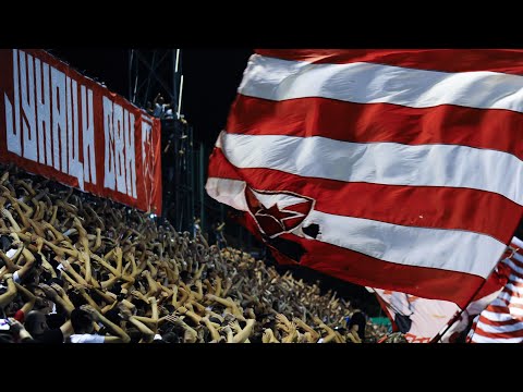 Podrška Delija igračima na treningu pred Salcburg