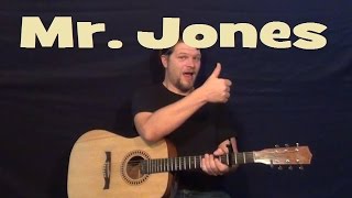 Mr. Jones (COUNTING CROWS) Easy Strum Guitar Lesson - Chords How to Play - Munson