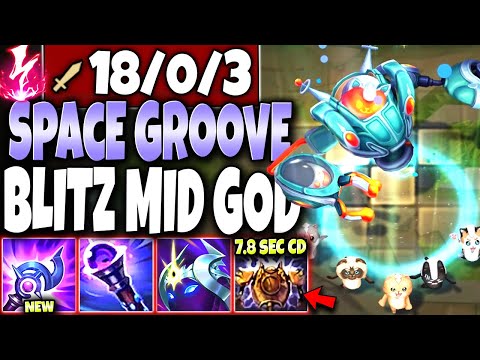 *NEW OP 8s CD R* LEGENDARY Space Groove Blitzcrank MID LANE GOD 🔥 LoL Full Ap Mid Blitz s11 Gameplay