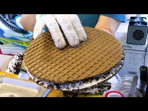 2$ Oreo Waffle with Icecream | Oreo Waffle with Whipping cream | Korean Street Food | 4K Video