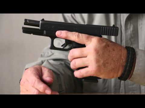 Left handed manipulation of a glock pistol