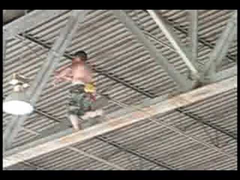 Pointfest 19 Guy Climbs into Rafters at Riverport - St. Louis