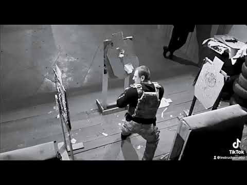 Demonstration of fast shooting at short distances from the instructor Matto