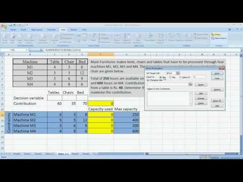 Part of a video titled MS Excel Solver with sumproduct (Linear Programming) - YouTube