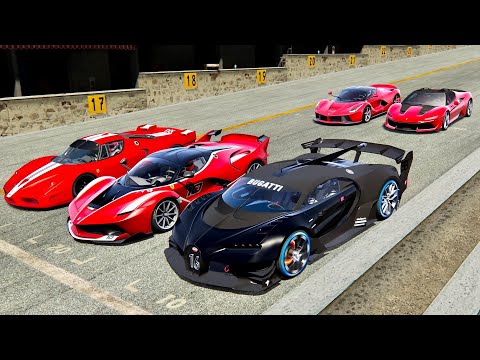 Bugatti Vision GT SuperSonic Engine vs Ferrari Hypercars - Drag Race 20 KM