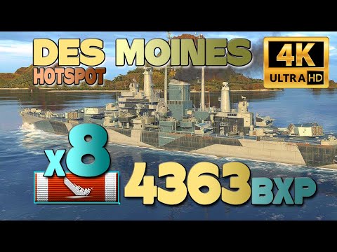 Cruiser Des Moines: 4,4 bxp, 8 ships destroyed - World of Warships