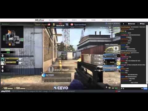 Team Liquid Hiko 1v5 Insane ace vs Sponsorless w/ Tec-9 - Cache map