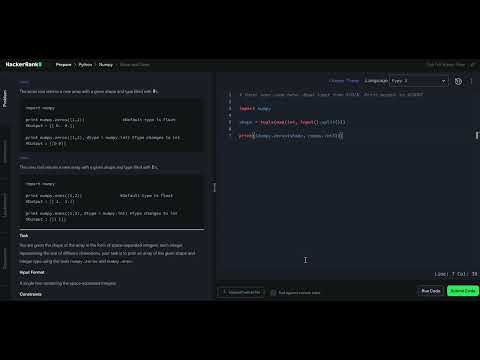 Hackerrank Python Solution 5 Numpy Zeros And Ones