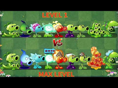 PvZ 2 Challenge | All Peashooters Level 1 vs Level 5 vs Max Level - Plant vs Plant