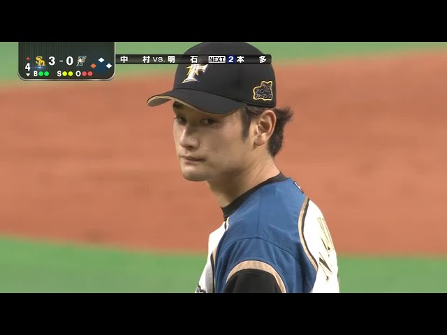 【4回表】渾身のストレート!! ファイターズ・中村 鷹打線に流れを渡さず!! 2015/9/21 F-H