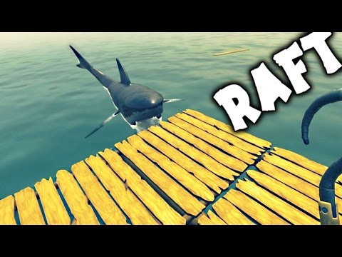 GIANT SHARK ATTACKS ME IN THE MIDDLE OF THE OCEAN! ( Raft Gameplay )