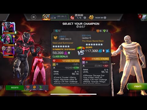 AW Season 61. Symbiote Supreme vs Gorr on Node 17 Energetic Exercise / Stun Immune / Gifted #mcoc