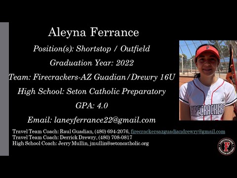Aleyna Ferrance Softball Skills Video - 2022 Shortstop Outfield