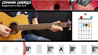 Englishman In New York - Sting | EASY GUITAR LESSON | Scrolling Chords &amp; Lyrics