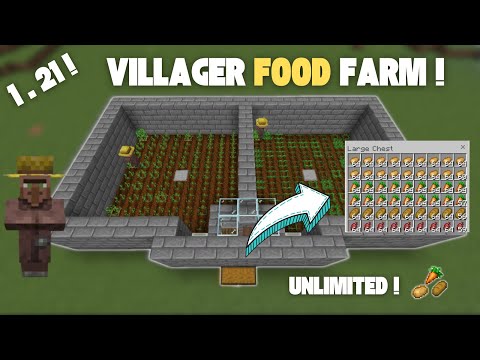 EASY & AUTOMATIC VILLAGER FOOD FARM TUTORIAL IN MINECRAFT BEDROCK 1.21 | ULTIMATE SURVIVAL GUIDE