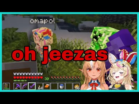 Shiranui Flare Can't Stop Laughing At Polka Luck | Minecraft [Hololive/Eng Sub]