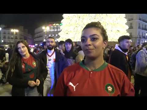 Madrid Moroccans celebrate historic World Cup win v Spain | Qatar 2022 | Atlas Lions, Achraf, Ziyech
