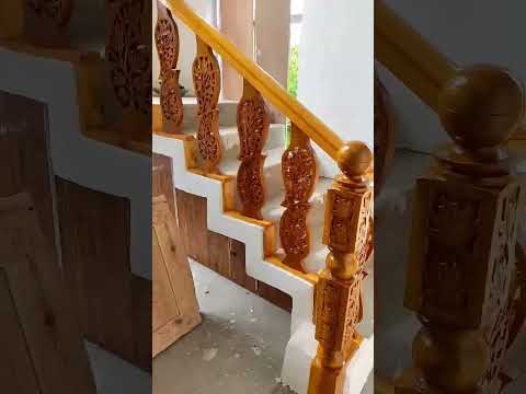 wooden staircase railing design 2023, interior home decor #shorts #trending #youtubeshorts