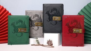 Dragon Leather Notebook Diary with Combination Lock Lined Blank Paper B6 Writing Journals Stationery