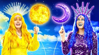 DAY Girl Sun vs NIGHT Girl Moon! One Colored Challenge | BEST Body Swap Moments