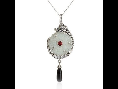 Jade of Yesteryear Jade and Gem Dragon Pendant