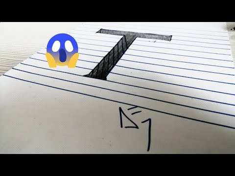 Draw a Letter T Hole on Line Paper 3D Trick Art
