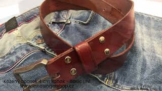 Kožený opasek 4 cm koňak - Basic