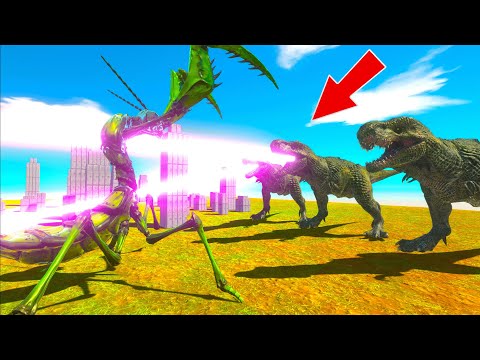 Giant Mantis Army vs T-Rex & All Units in City in Animal Revolt Battle Simulator