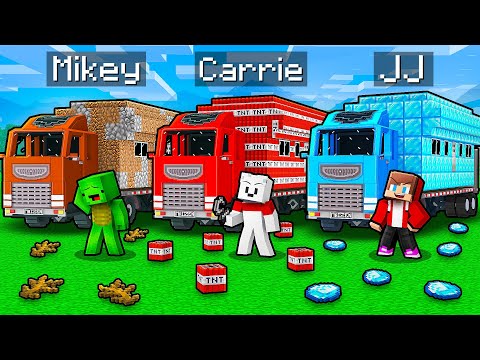 JJ vs Mikey vs Carrie: DANGEROUS TRUCK BATTLE in Minecraft - Maizen