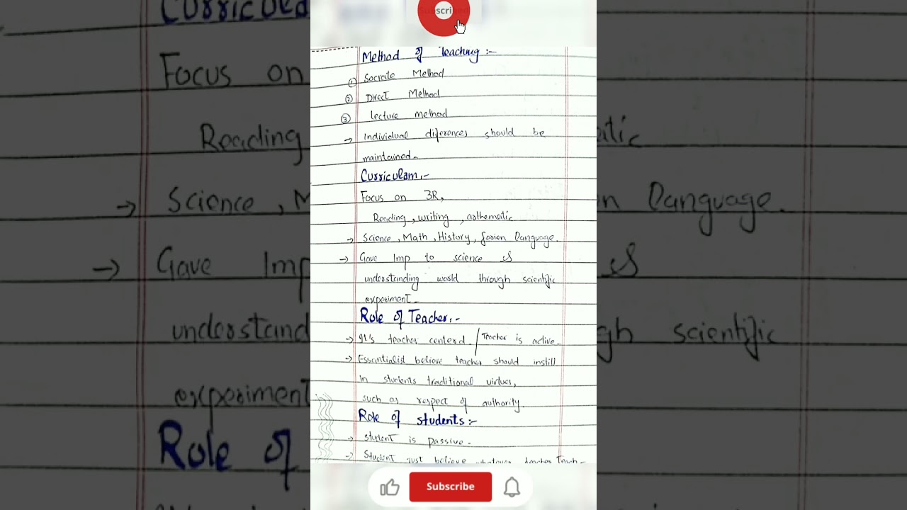 Essentialism philosophy| philosophies| philosophies of education #handwrittennotes #philosophy#video