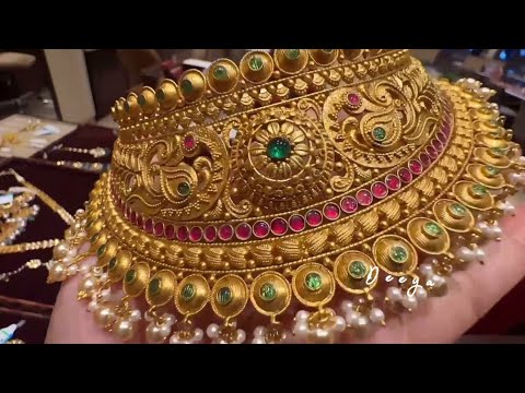 Tanishq Gold Choker Designs/Long Necklace Sets/Bridal Necklace Sets/Gold Mangtika/Vadodara/Deeya