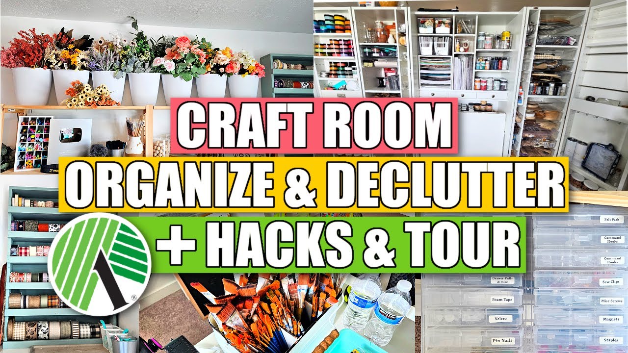 MEGA Craft Room Declutter, Organization Tips AND Dollar Tree Hacks | Craft Room Tour 2024