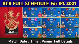 IPL 2021 - RCB Team All 14 Match Full Schedule