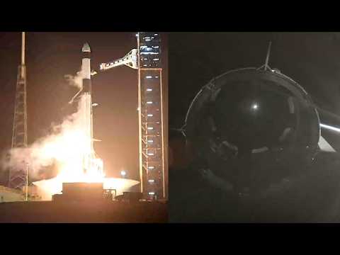 SpaceX Crew-12 launch and Falcon 9 first stage landing