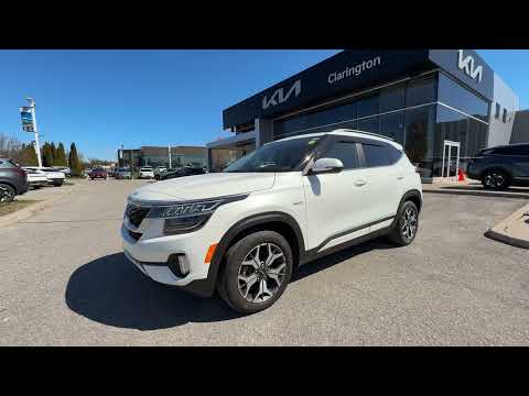 2023 Kia Seltos in White for sale at Clarington Kia in Bowmanville, ON