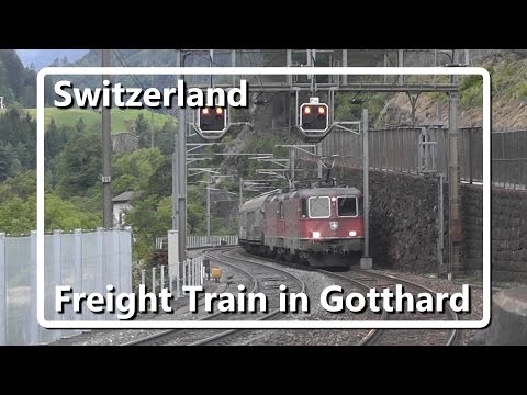 Freight Train passes through Gotthard Pass!